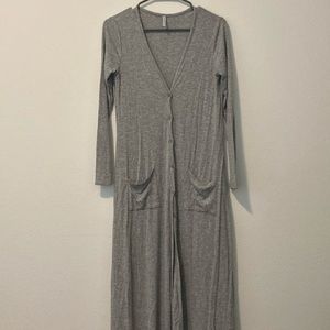 Graceful Ways Heather Grey Long Cardigan Sweater Lulu’s Basics